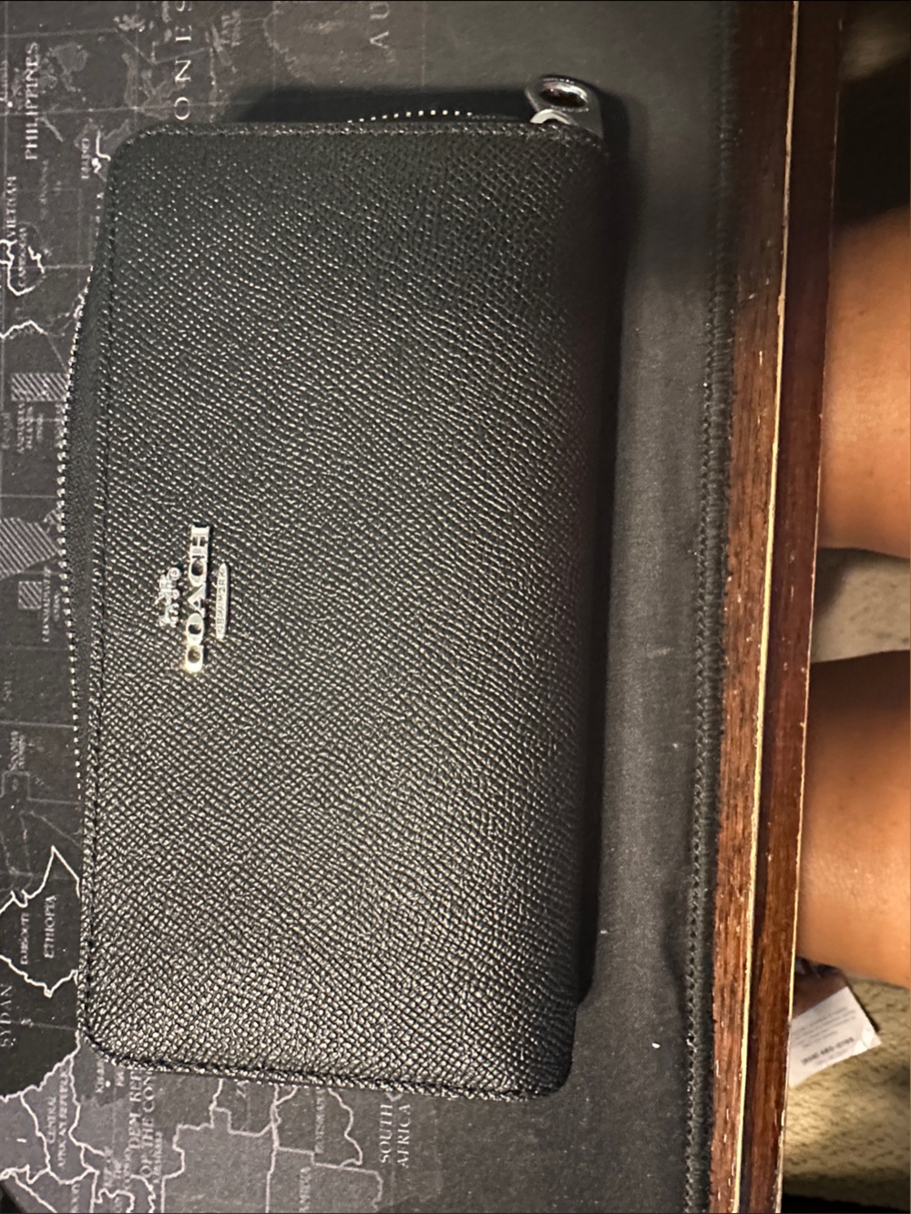 Coach Black Saffiano Zip-Around Wallet